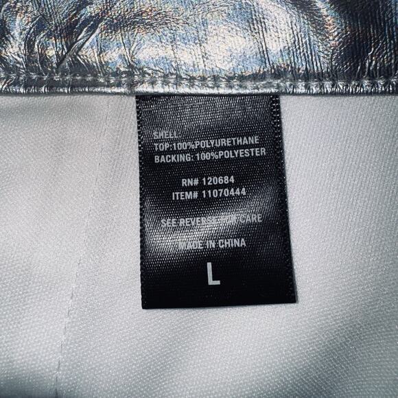 Hot Topic Black Heart Large Silver Shiny Iridescent Vinyl Circle Skirt Festival - Picture 5 of 5